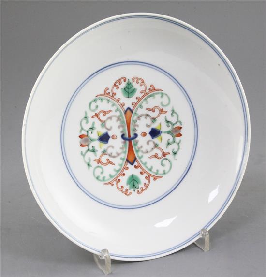 A Chinese doucai dish, Qianlong mark, diameter 20.8cm